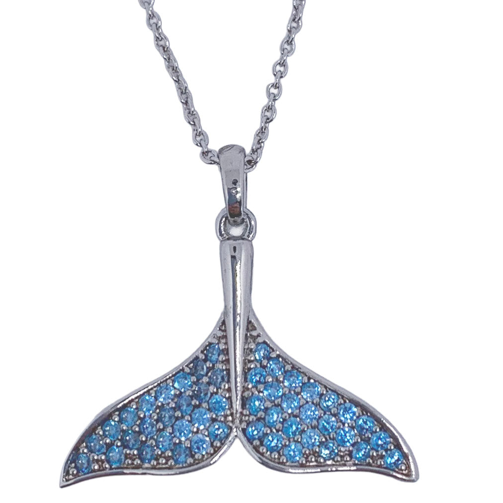 Silver Dolphin Tail Necklace with Swarovski Crystals "Aihe"