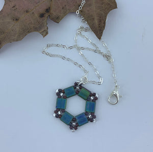 925 Sterling Silver Tila bead set "Amarosa" (Blue-green)