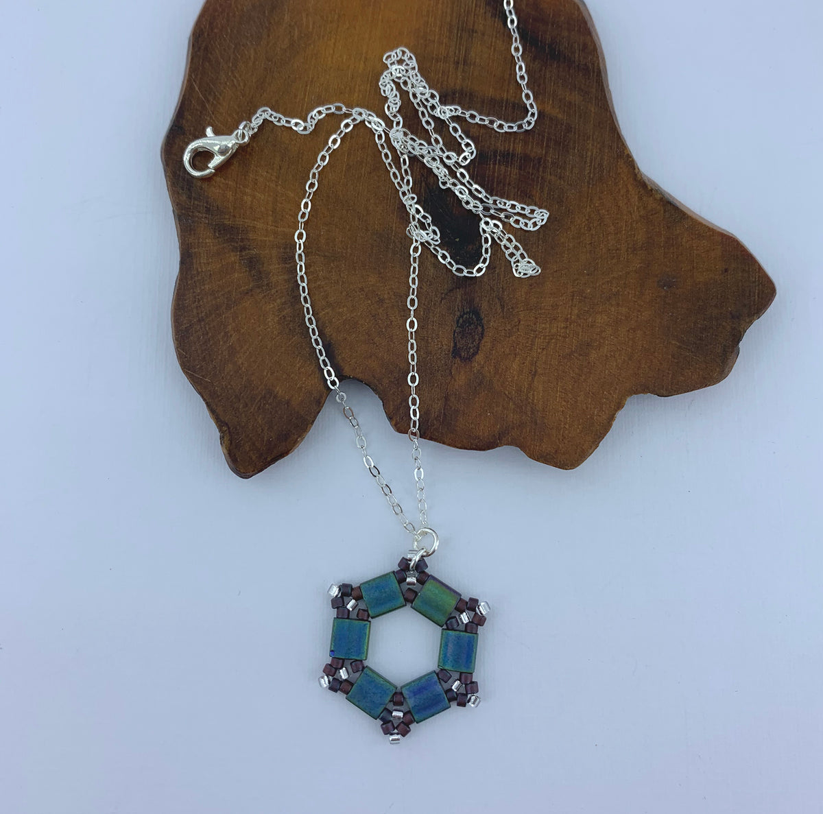 925 Sterling Silver Tila bead set "Amarosa" (Blue-green)