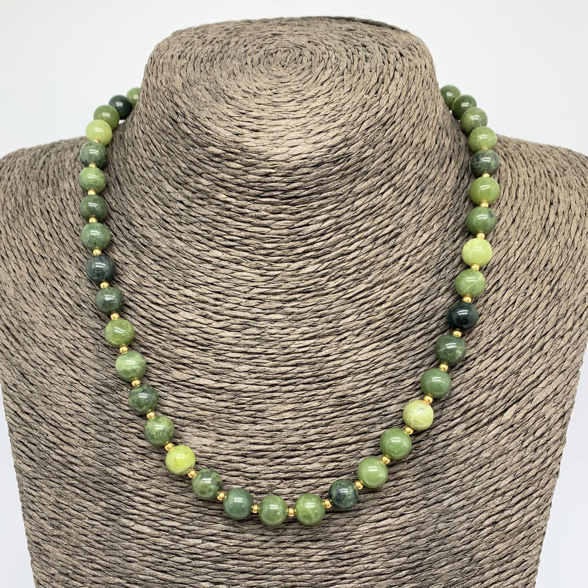 greenstone and gold necklace frenelle jewellery
