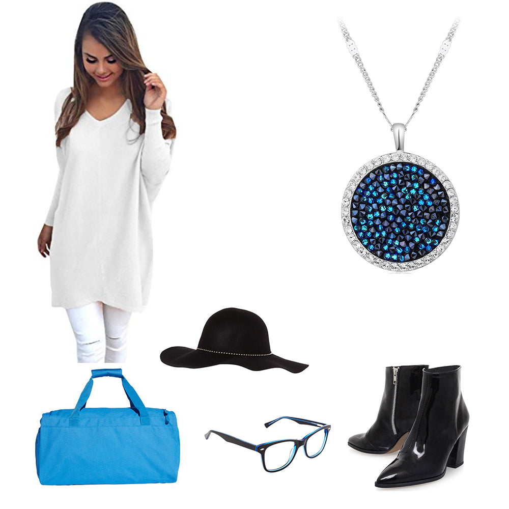 blue swarovski crystal pendant necklace frenelle jewellery
