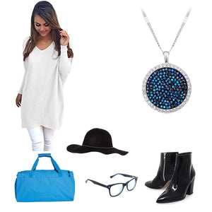 blue swarovski crystal pendant necklace frenelle jewellery