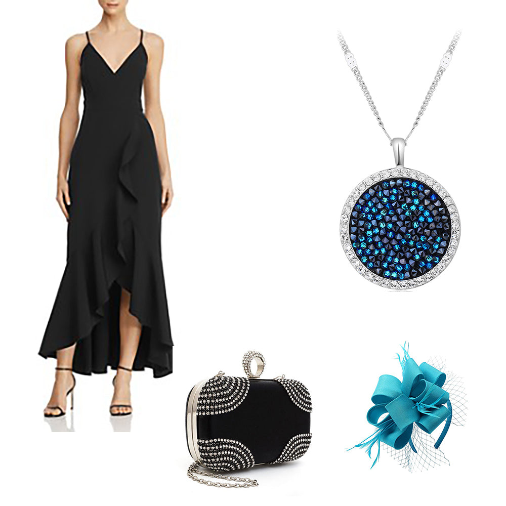 blue swarovski crystal pendant necklace frenelle jewellery