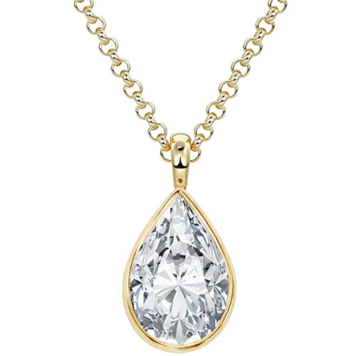 Gold Teardrop Moissanite Pendant Necklace "Carina"