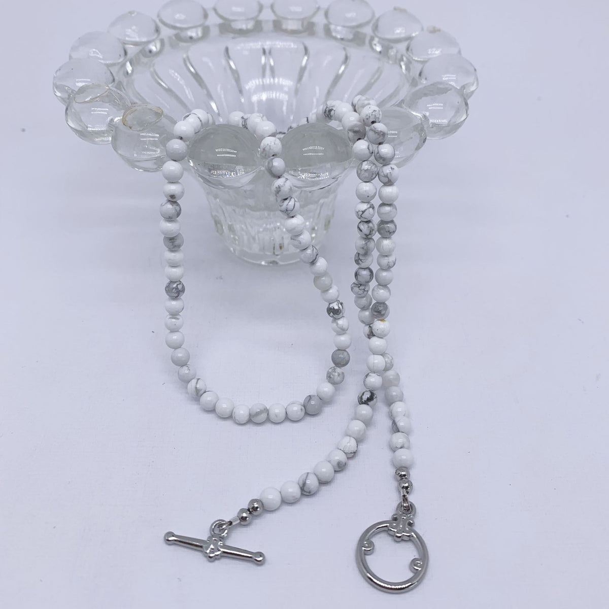 howlite grey white necklace gemstone frenelle jewellery