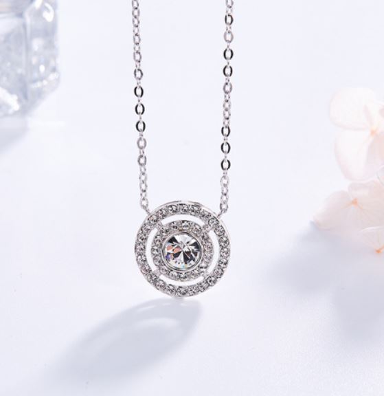Silver Premium Crystal Necklace "Charmaine"