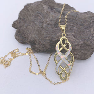 gold pendant white opal frenelle jewellery