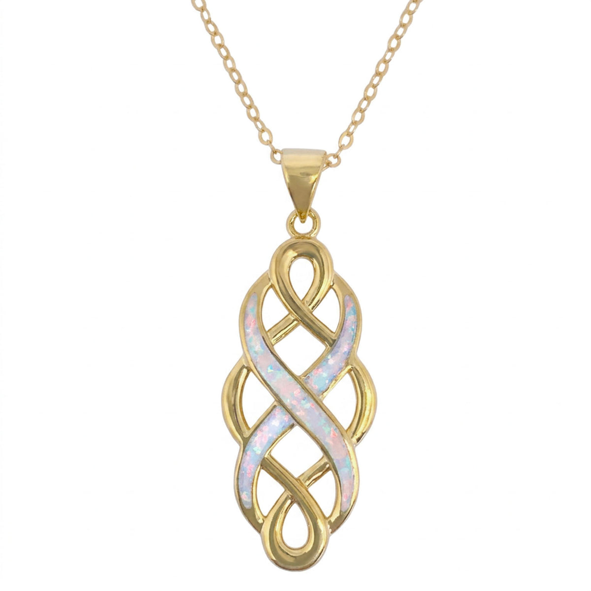 gold pendant white opal frenelle jewellery