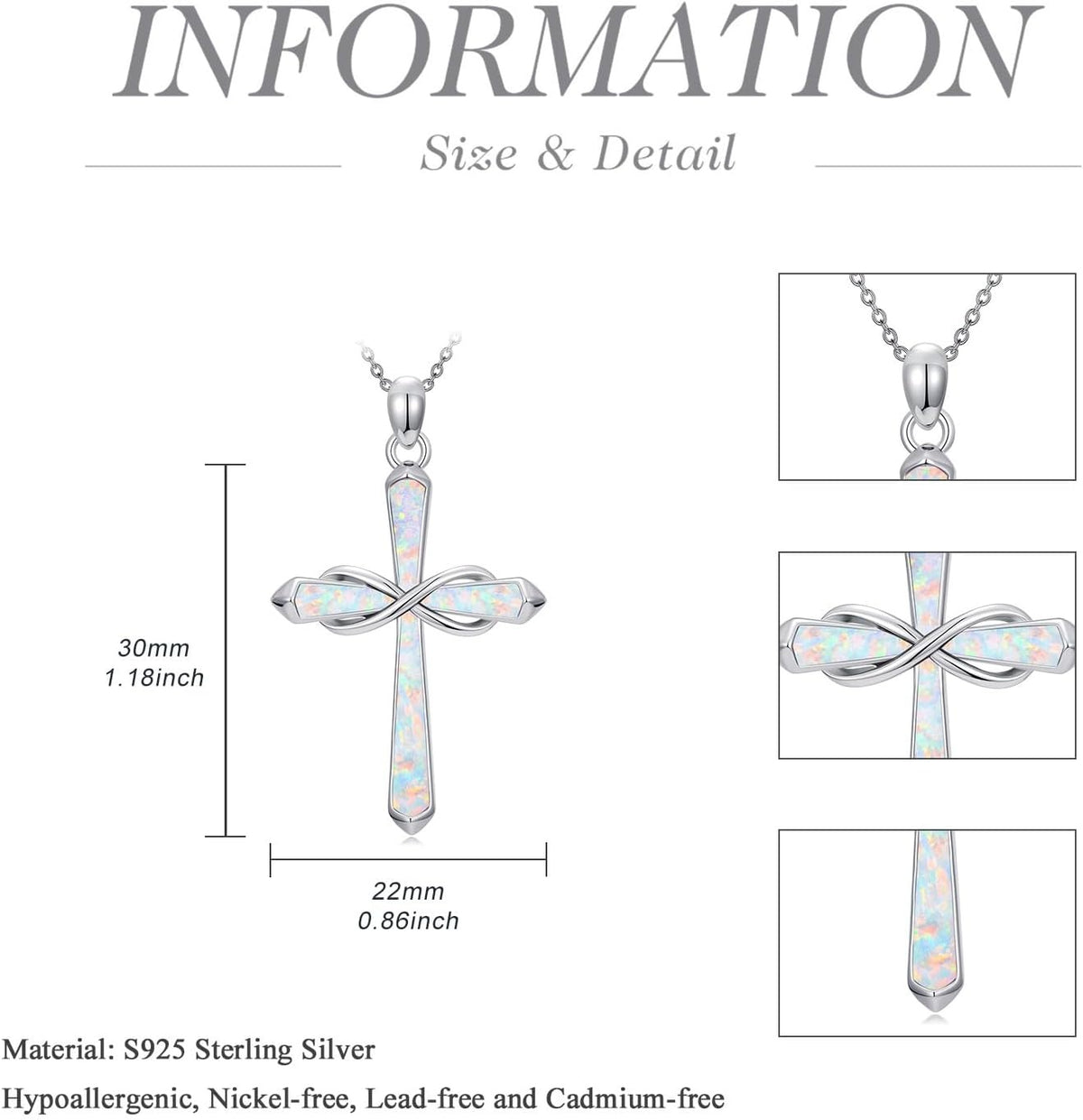 religious cross opal silver necklace frenelle jewellery