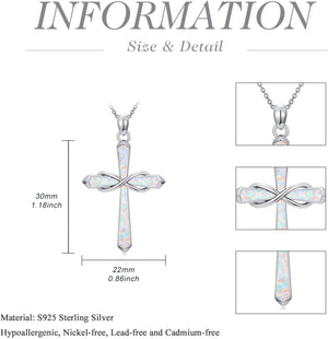 religious cross opal silver necklace frenelle jewellery