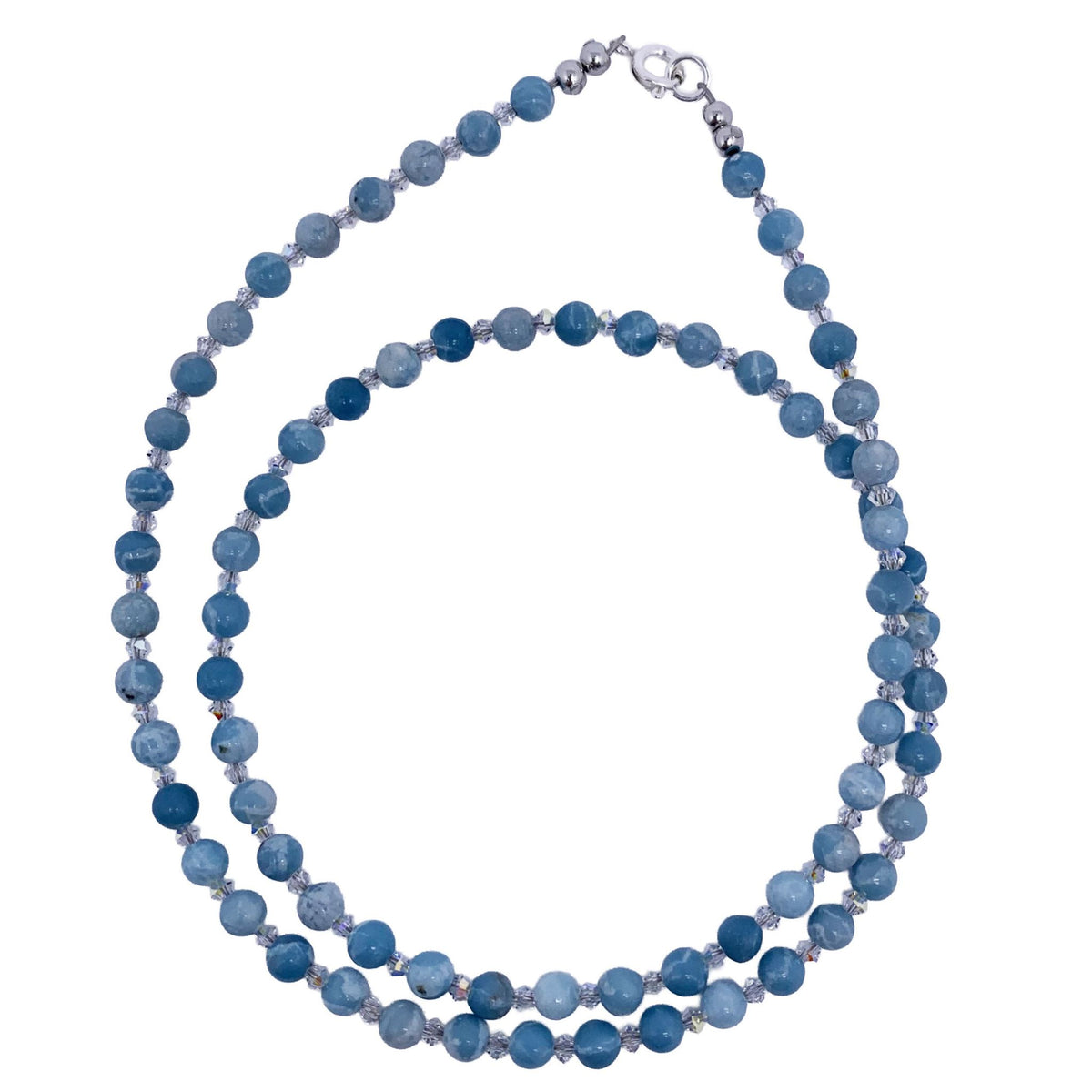 blue larimar silver crystal necklace by frenelle jewellery
