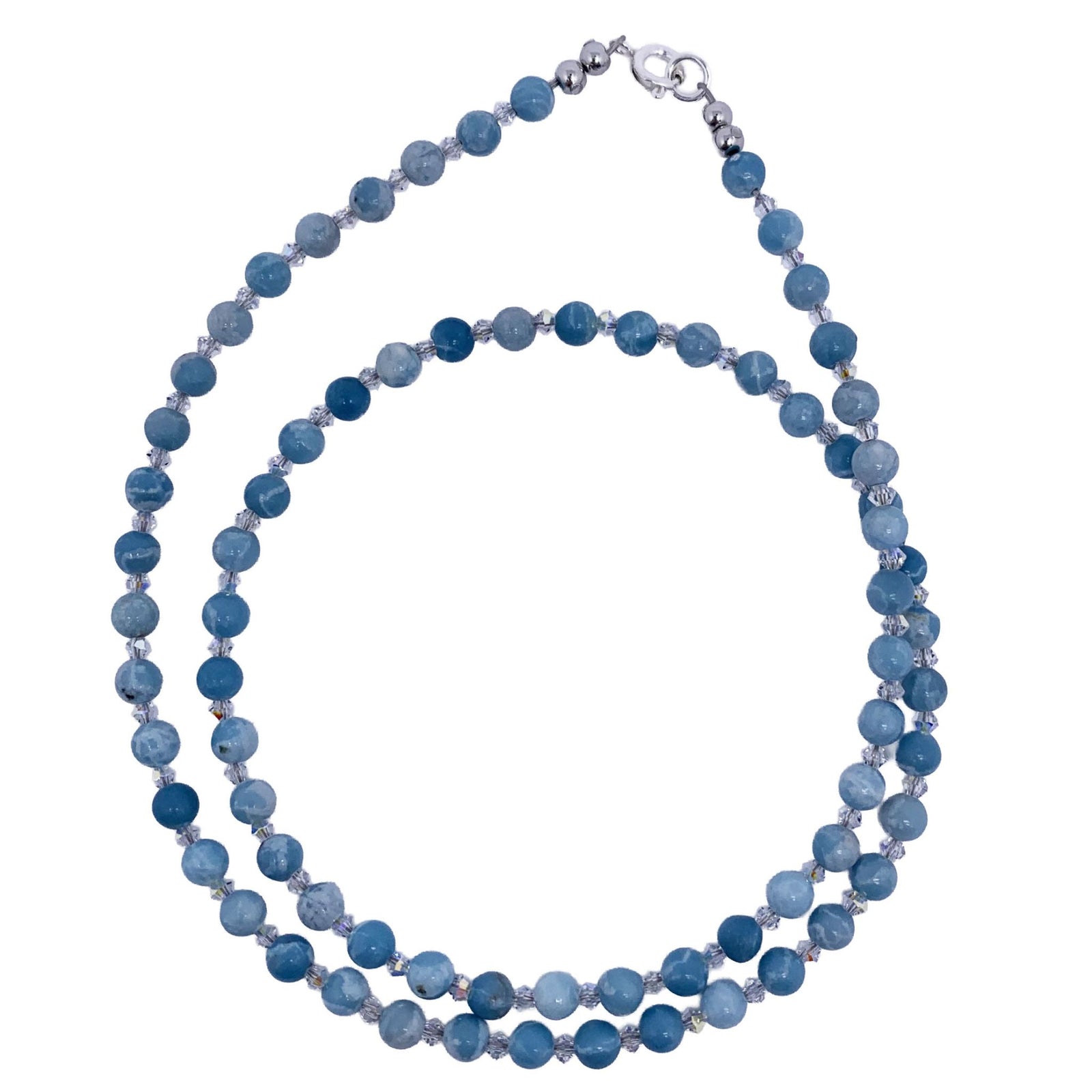 blue larimar silver crystal necklace by frenelle jewellery