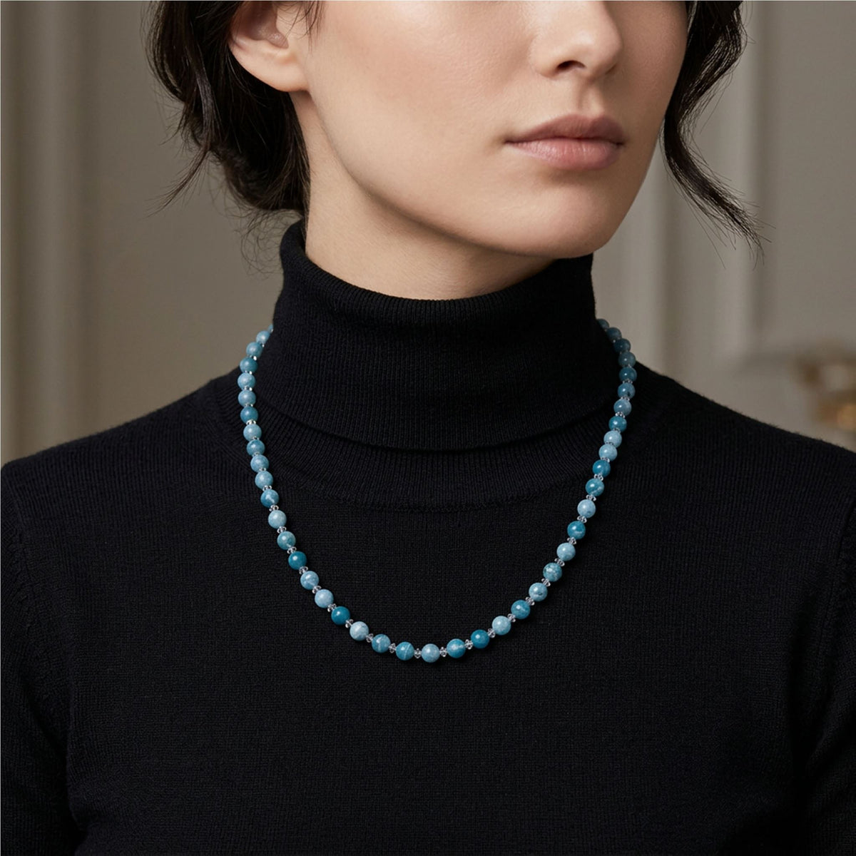 blue larimar silver crystal necklace by frenelle jewellery