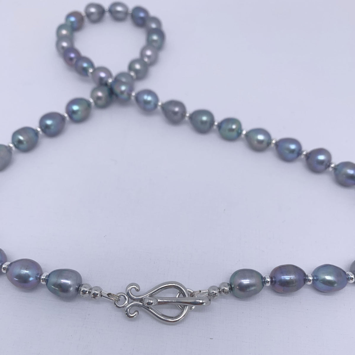 peacock baroque pearl necklace silver by frenelle jewellery