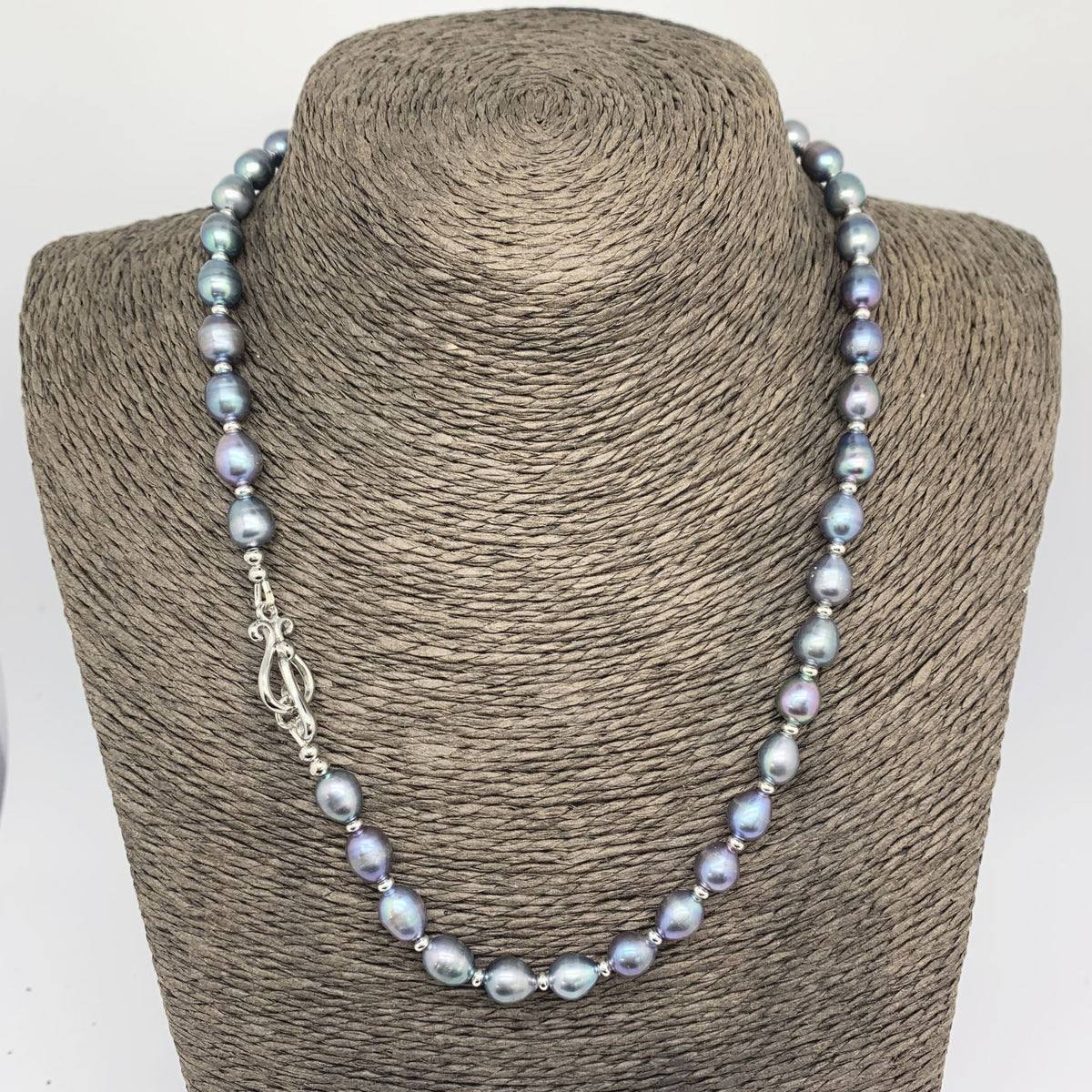 peacock baroque pearl necklace silver by frenelle jewellery