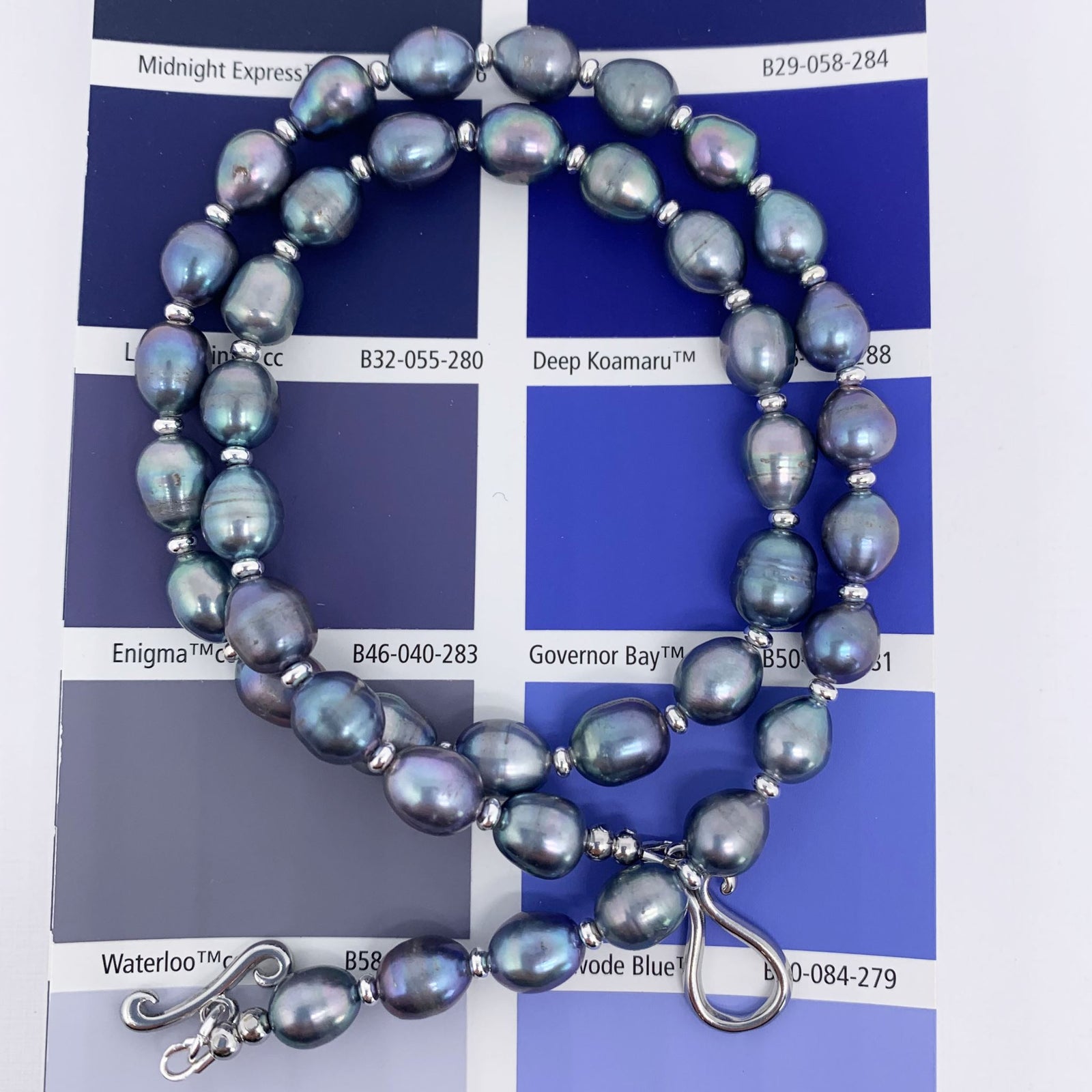 peacock baroque pearl necklace silver by frenelle jewellery