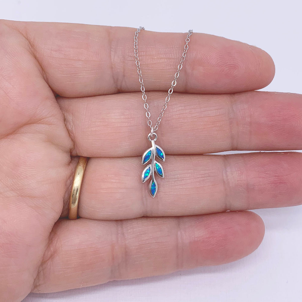 blue opal silver pendant necklace frenelle jewellery