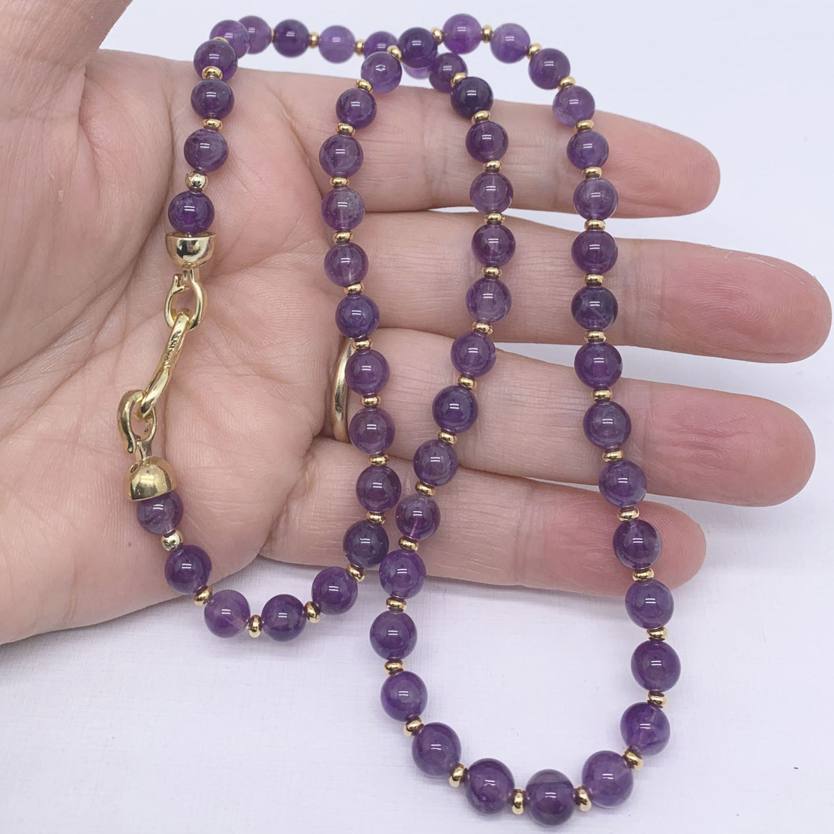 gold amethyst gemstone necklace frenelle jewellery
