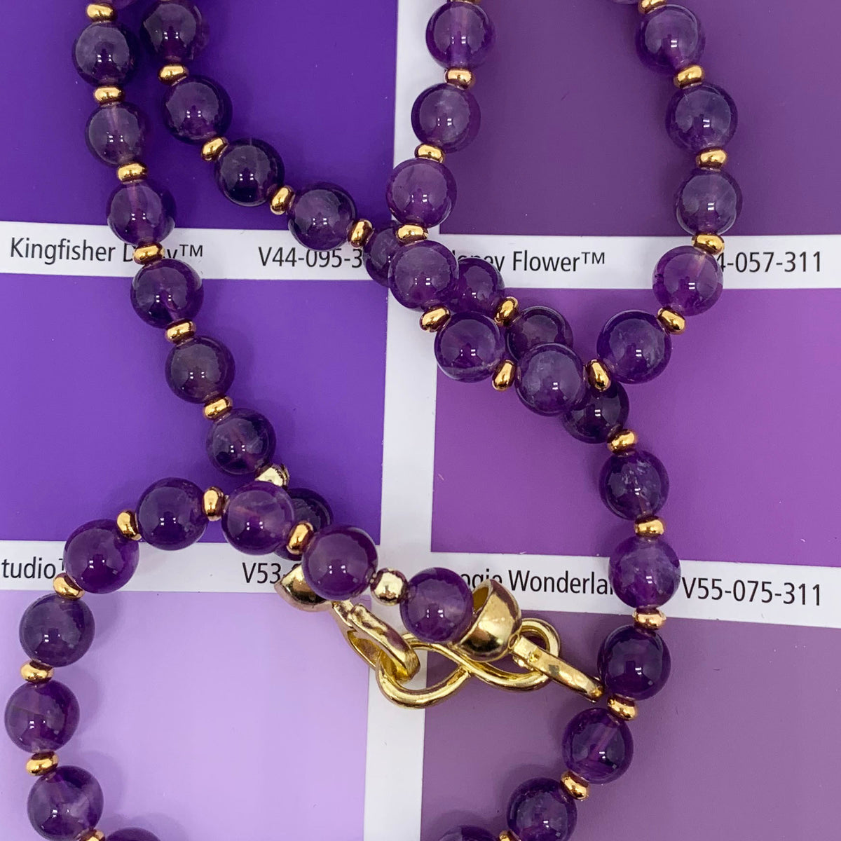 gold amethyst gemstone necklace frenelle jewellery