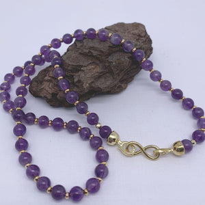 gold amethyst gemstone necklace frenelle jewellery