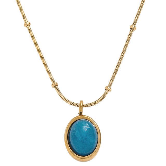 Gold Blue Pendant Necklace "Jools"