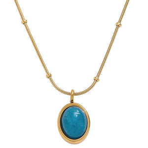 Gold Blue Pendant Necklace "Jools"