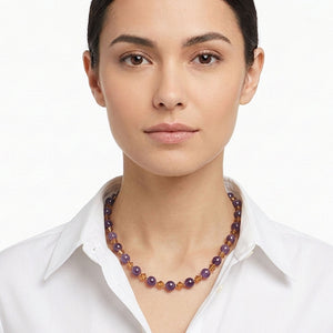 amethyst gemstone necklace with swarovski crystals jewellery by frenelle, auckland nz