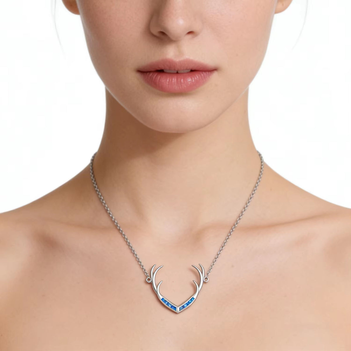 stag deer antlers opal silver nz necklace pendant