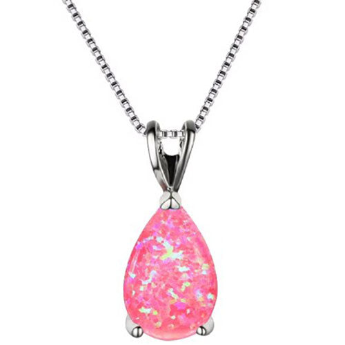 silver pink opal necklace frenelle jewellery