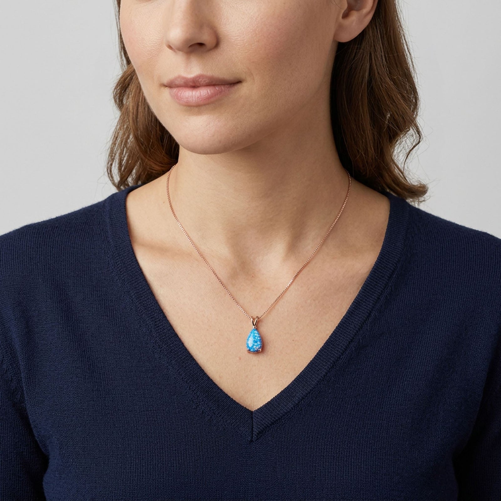 rose gold necklace blue opal frenelle jewellery