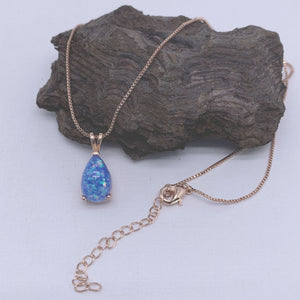 rose gold necklace blue opal frenelle jewellery