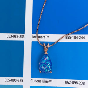 rose gold necklace blue opal frenelle jewellery
