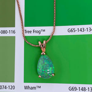rose gold opal teardrop necklace green frenelle jewellery