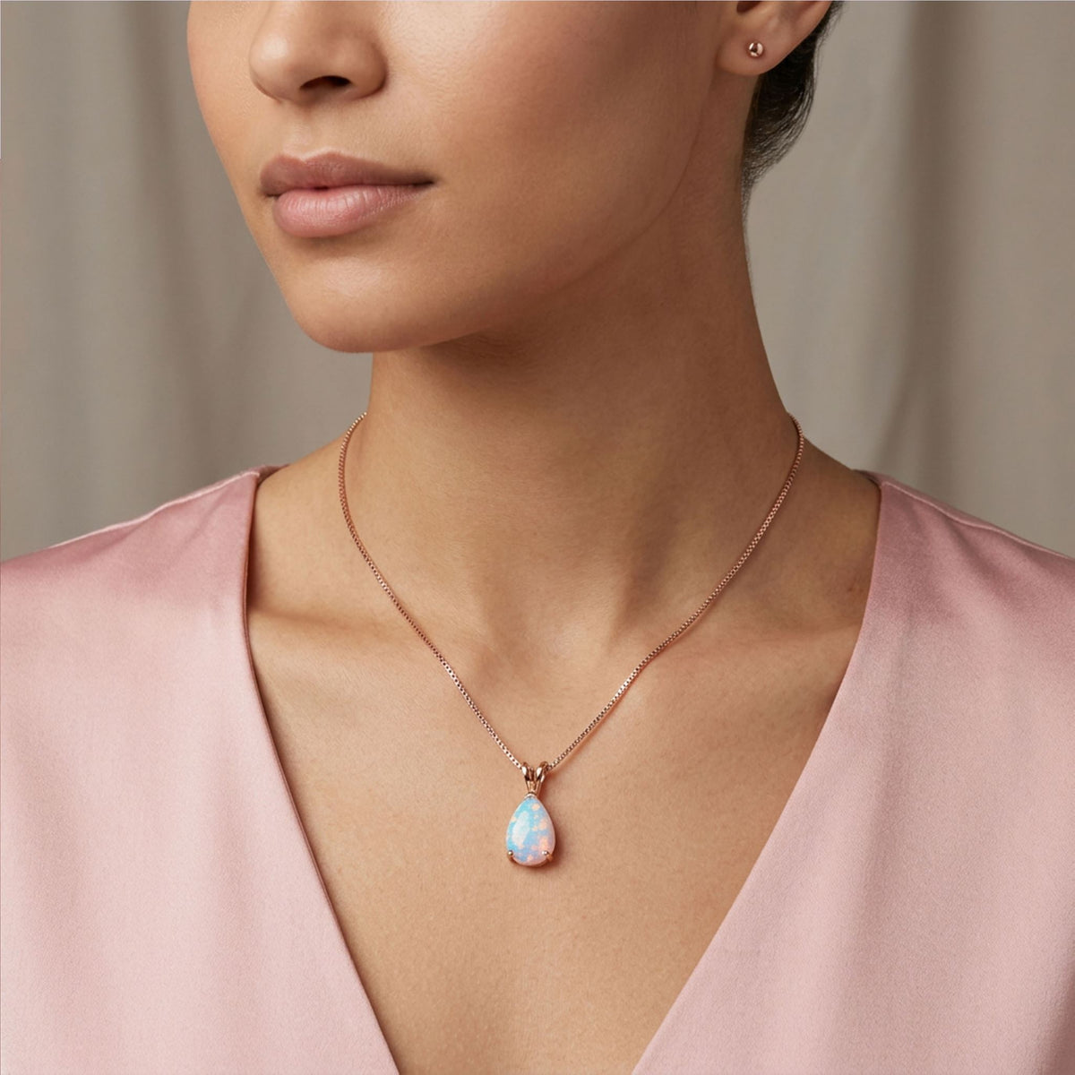 opal necklace white rose gold frenelle jewellery