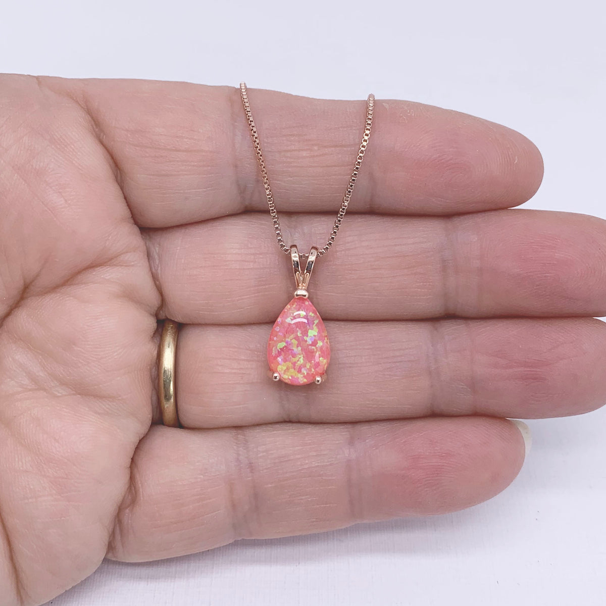 rose gold necklace pink opal frenelle jewellery