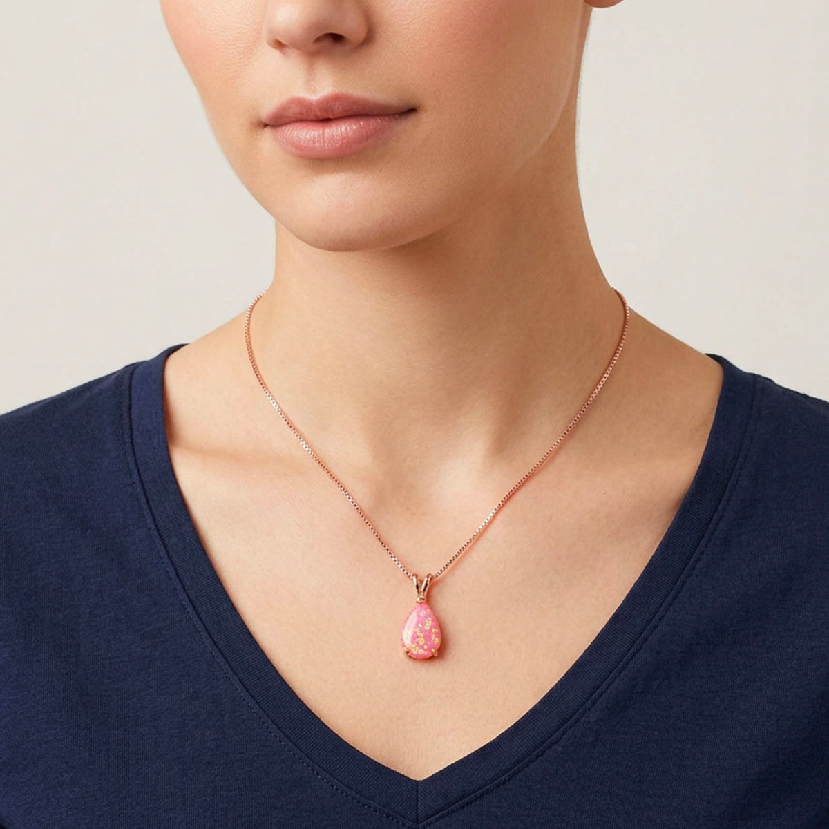 rose gold necklace pink opal frenelle jewellery