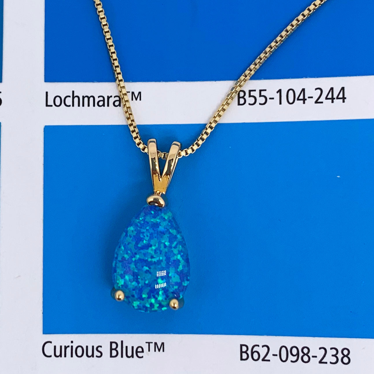 gold necklace blue opal frenelle jewellery