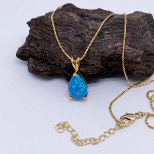 gold necklace blue opal frenelle jewellery