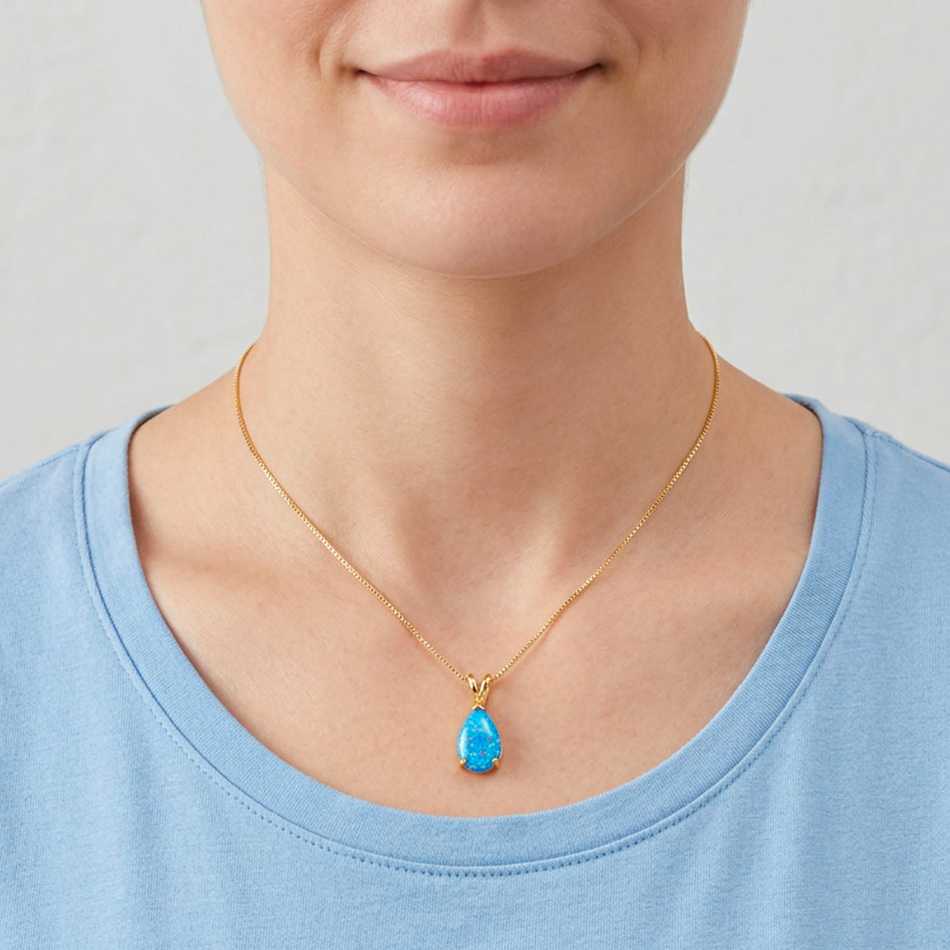gold necklace blue opal frenelle jewellery