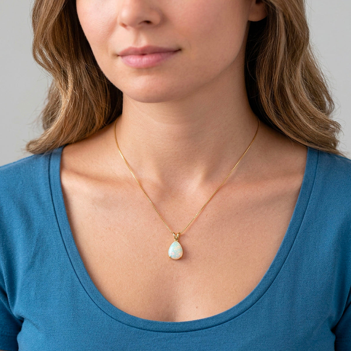 gold necklace white opal frenelle jewellery