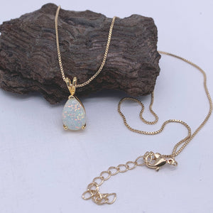 gold necklace white opal frenelle jewellery
