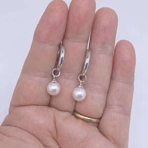 silver hoop pearl earrings frenelle jewellery