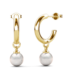 gold hoop pearl earrings frenelle jewellery