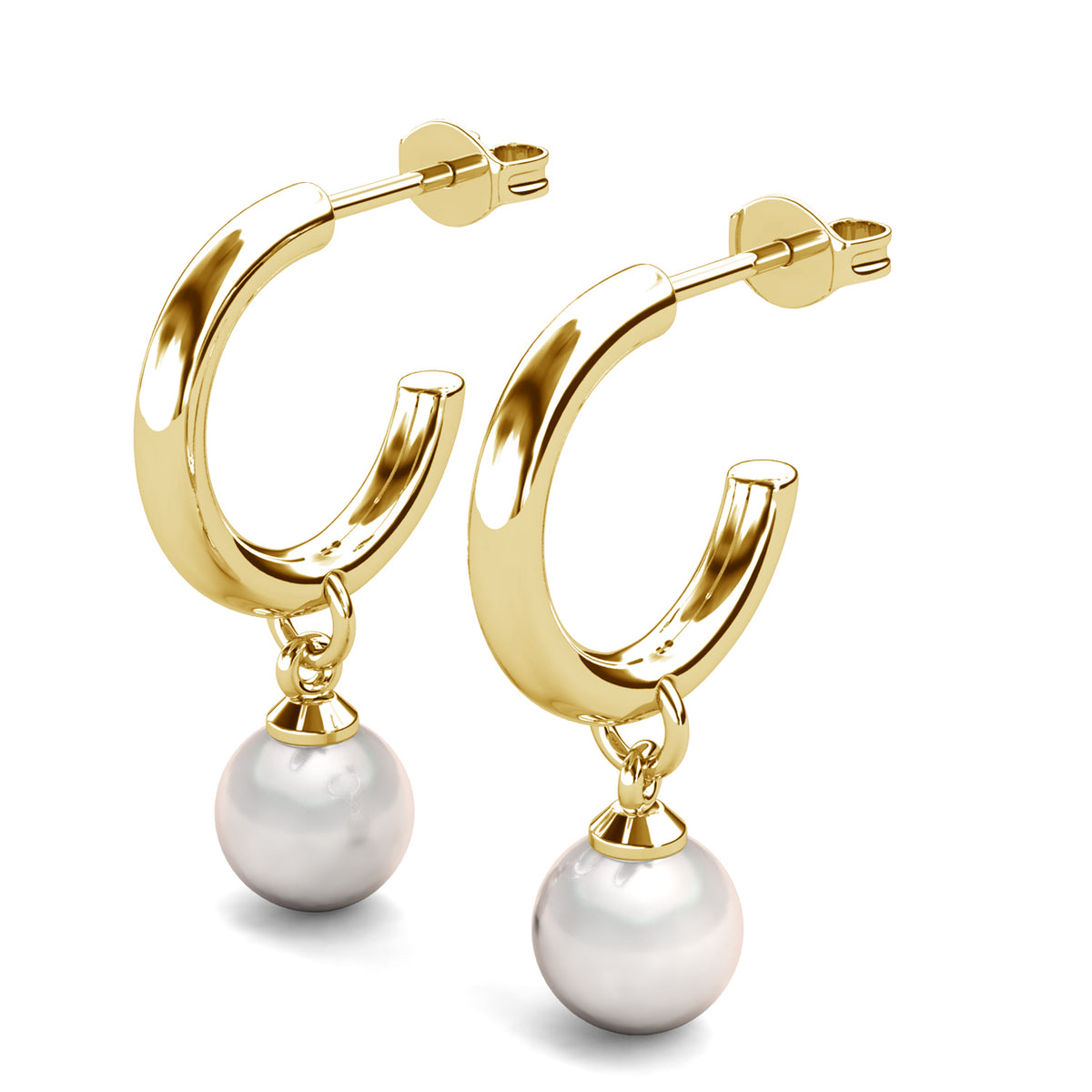 gold hoop pearl earrings frenelle jewellery