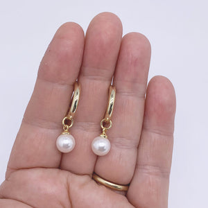 gold hoop pearl earrings frenelle jewellery