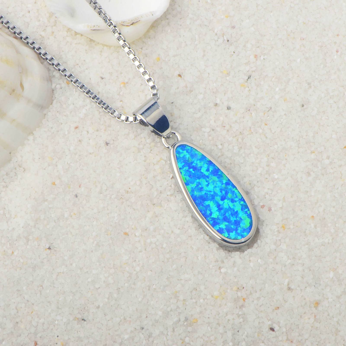 blue opal pendant necklace frenelle jewellery online auckland nz
