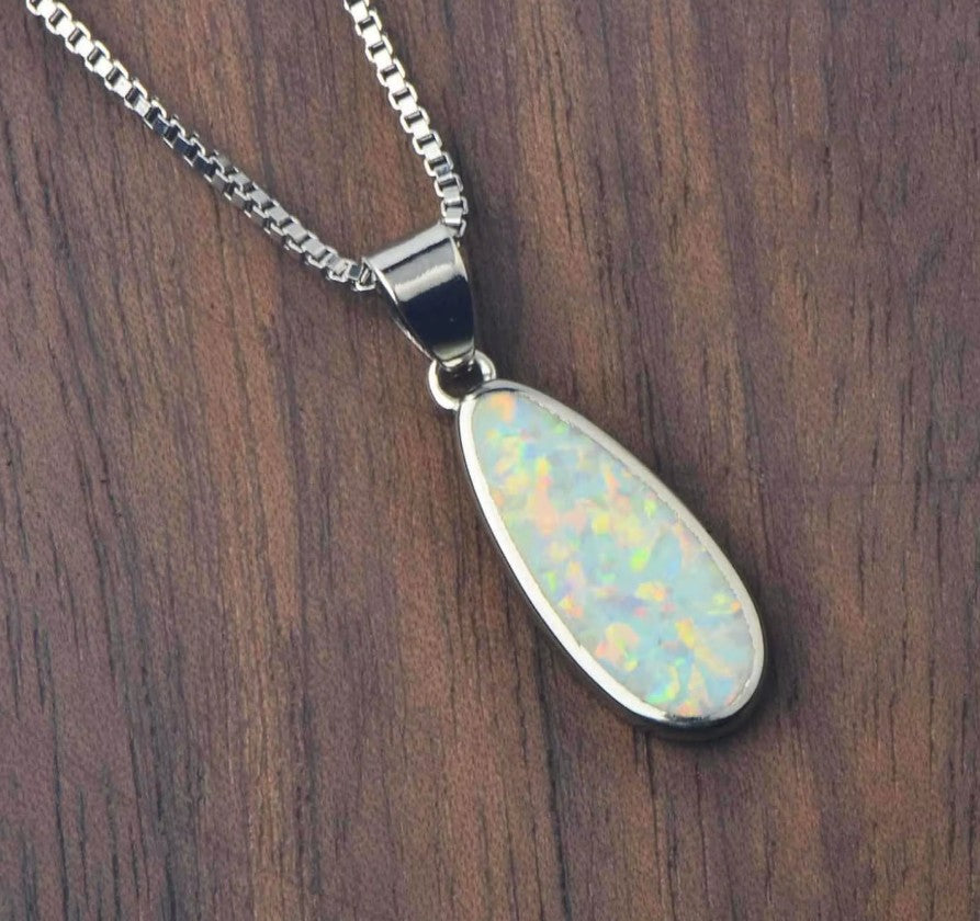 white opal pendant necklace frenelle jewellery online auckland nz