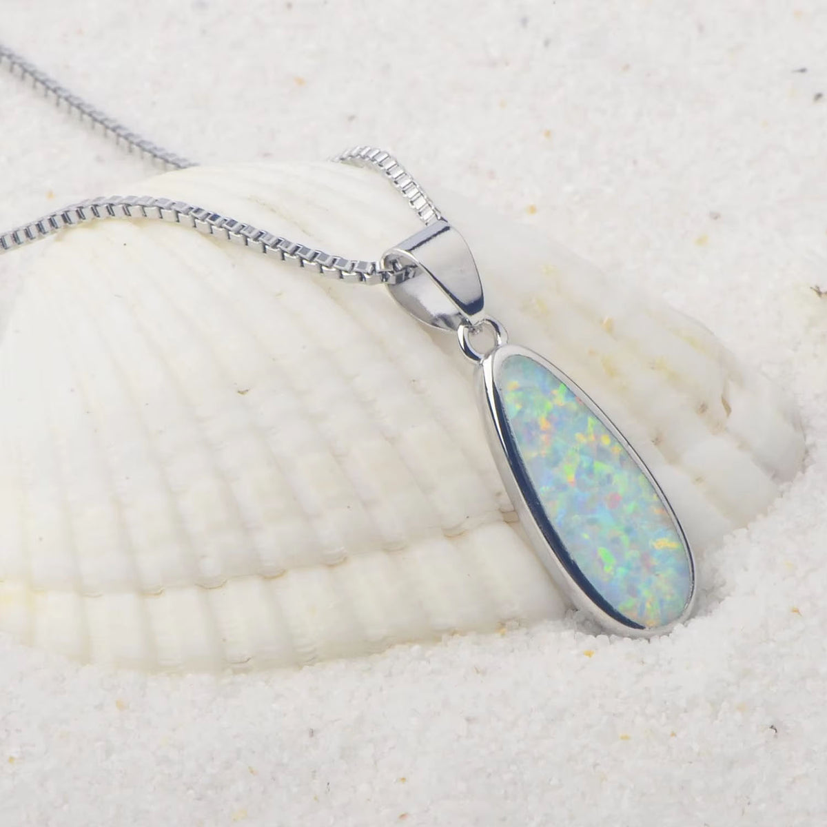 white opal pendant necklace frenelle jewellery online auckland nz