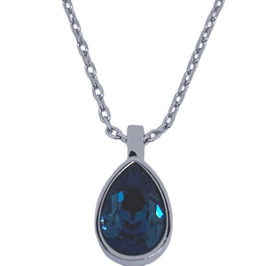 silver blue crystal pendant necklace frenelle jewellery