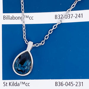 silver blue crystal pendant necklace frenelle jewellery